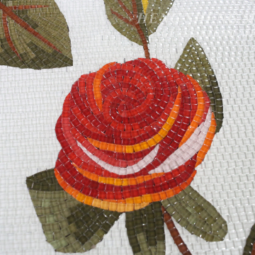 Rural Art Mosaic Red Rose Pattern Mural for Walls