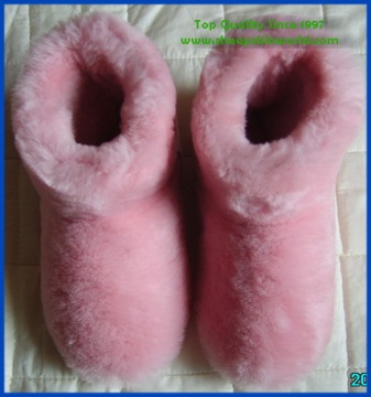 pink sheepskin fluffy winter boots for women
