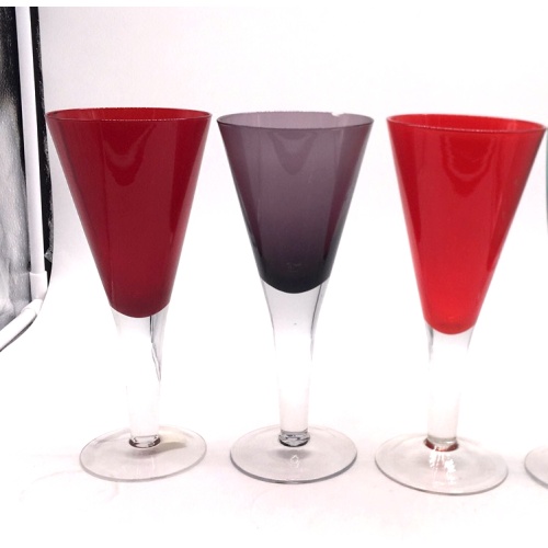 Colorful mouth blown martini glass wine glass