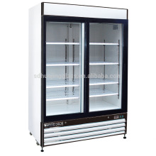 Double glass door for double-door merchandiser refrigerator