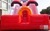 red inflatable double line slide