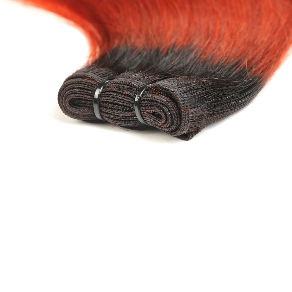 Wholesale Unprocessed Ombre Double Drawn Cuticle Aligned Remy Virgin 1B Light Orange Hair