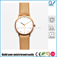Minimalist design versatile accessory pvd rose gold case calf leather strap stainless steel epoch ladies quartz watch