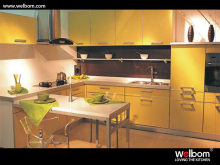 Italian Romantic Yellow Solid Wood Kitchen Cabinetry