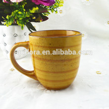 stoneware coffee mug with big handle,stoneware hand painted mug