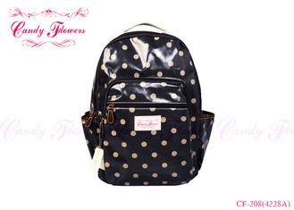 Personalized Black And White Polka Dot Flower Print Backpac