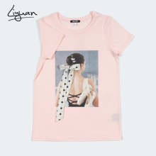 pink print short sleeves women size