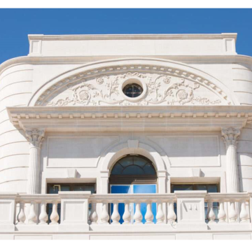 Beige Limestone Cladding: Exterior Columns and Sculptures