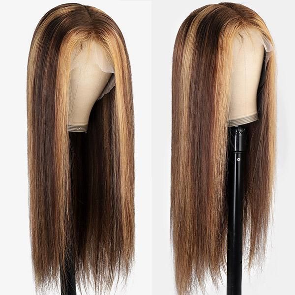 Highlight Wig Vendor Wholesale 1b Honey Blonde Ombre Hair Wig With Dark Roots Mink Peruvian Virgin Human Hair HD Lace Front Wig