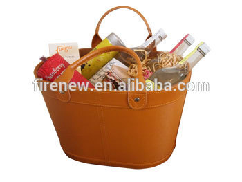 Genuine Leather Gift Storage Basket