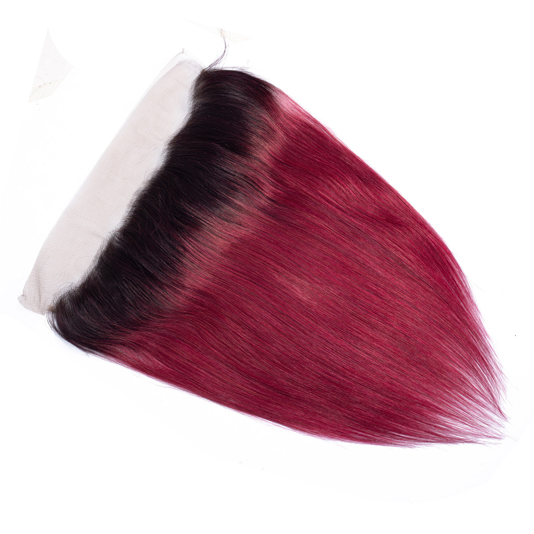 Cheap 1B Burgundy Straight Brazilian Hair Weave Bundles With Frontal Closure