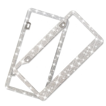 Cystal Bling Rhinestone Stainless Steel License Plate Frame - USA Standard