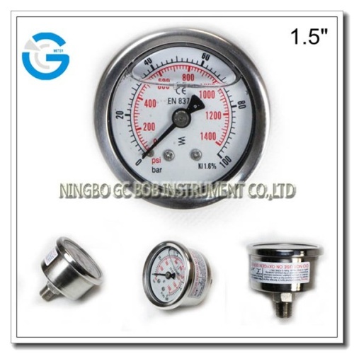 All stainless steel crimp-on ring oil filled pressure gauges