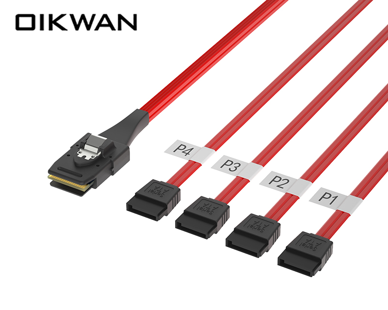 Mini Sas Sff8087 To 4 Sata Red,MINI SAS TO SATA,6Gbps cable