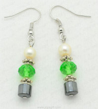 Hematite Earring with bule crystal