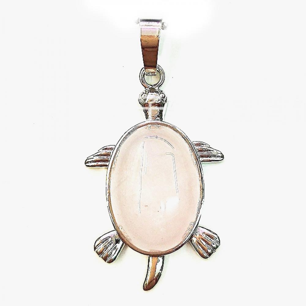 Colgante de encantos de tortuga de piedras preciosas naturales de plata para mujeres hombres collar de joyería