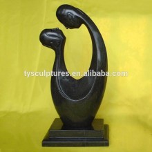 Romantic statue stone abstract figurative outdoor black love couple sculpture