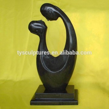 Romantic statue stone abstract figurative outdoor black love couple sculpture