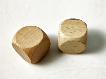 30mm 6 sides blank wooden dice in beech wood