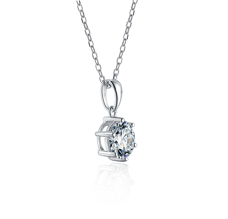 Simplest Luxury  925 Sterling Silver Moissanite Pendant Women Engagement Six Prongs Large Diamond Wedding Party Necklace