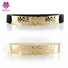 Metal plate waist belt with elastic belt Morror woman belt waist belt