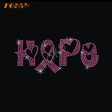 Hope Pink Ribbon Heat Rhinestone Motif