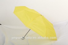 Bright yellow color 3 folding umbrella super light and mini 3 folding umbrella
