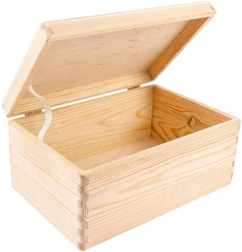 Unpainted Large Wooden Storage Box with Hinged Lid - Gift Box for Tools, Toys, Clothes, and Keepsakes