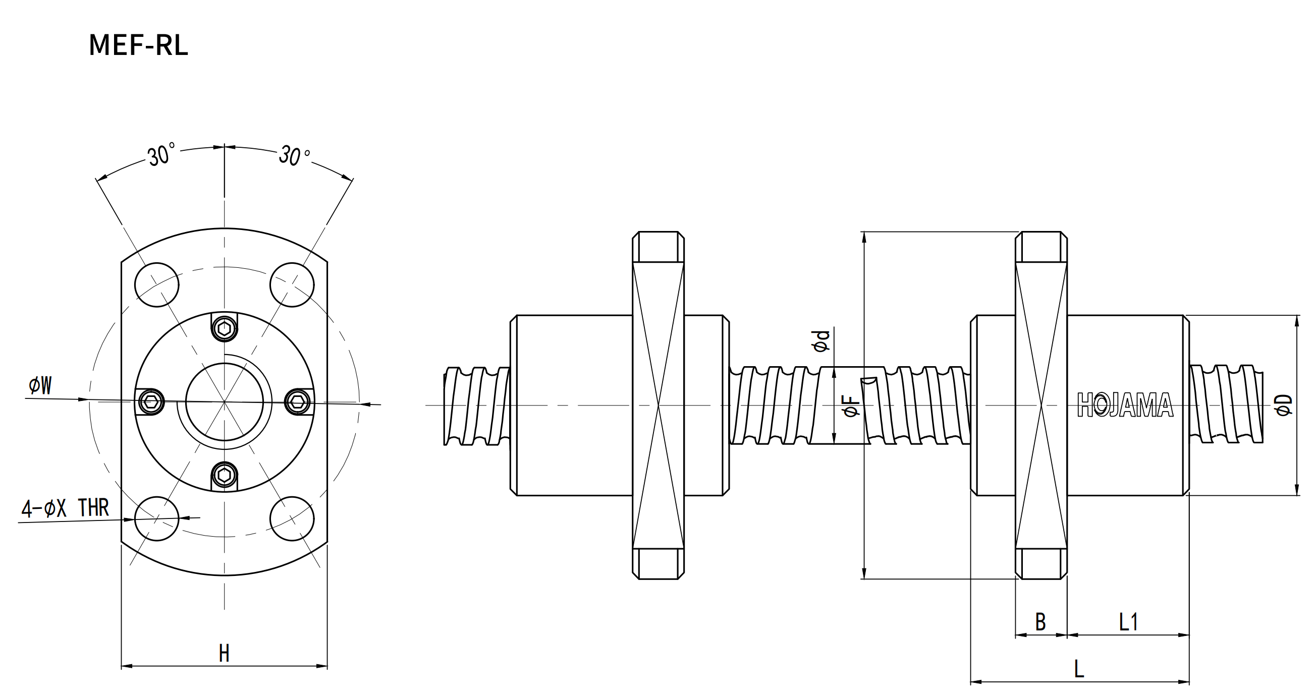 MEF bi direction ball screw and nut
