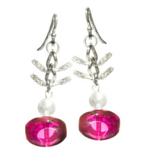 Large Camellia Rose Drop Earring with Pearl
