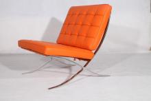 Orange Leather Barcelona Pavilion Chair Reproduction