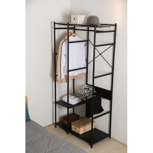 black wardrobe metal 3 layers shelves