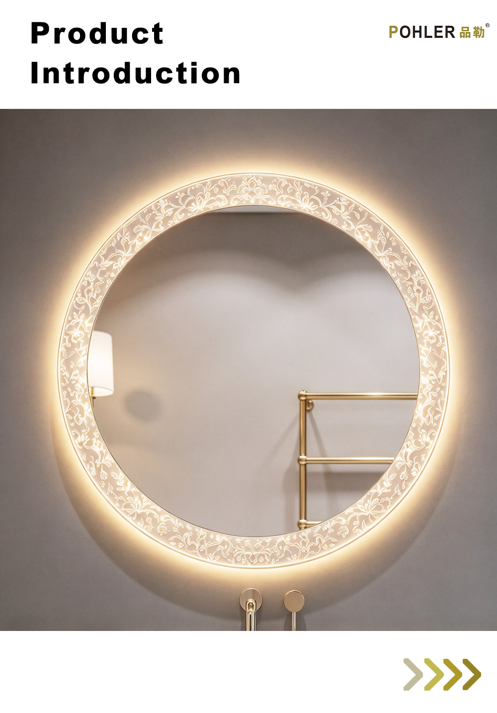 D083 Круглое интеллектуальное зеркало со светодиодной подсветкой x D083 Round LED Smart Mirror x