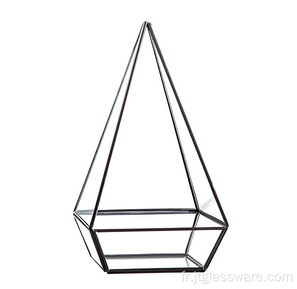 Décor de terrarium en verre en forme de pyramide pentaèdre