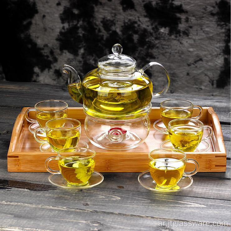 800 مل مجموعة إبريق شاي زجاجي مصنوع يدويًا من البورسليكات