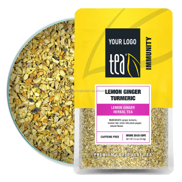 Private Label Health and Wellness Lemon Ginger Turmeric Herbal Tea