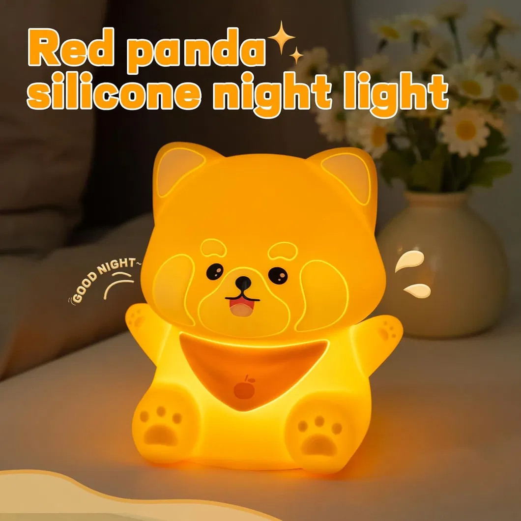 Adorable Rechargeable Red Panda Touch Lamp for Kids′ Rooms