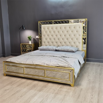 dubai luxury modern hotel bedroom furniture mirrored bed