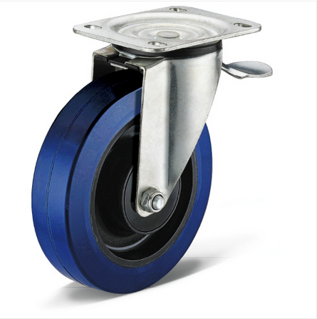 Elastic Rubber Flat Bottom Movable Rear Brake Casters