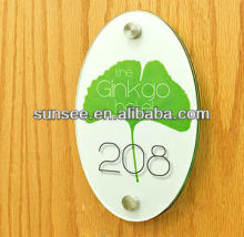 8mm acrylic hotel room number signs with logo printing