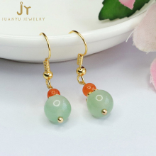 Gold Plated Copper Natural Stone Earrings: Featuring Green Jade and Aventurine Drop Earrings