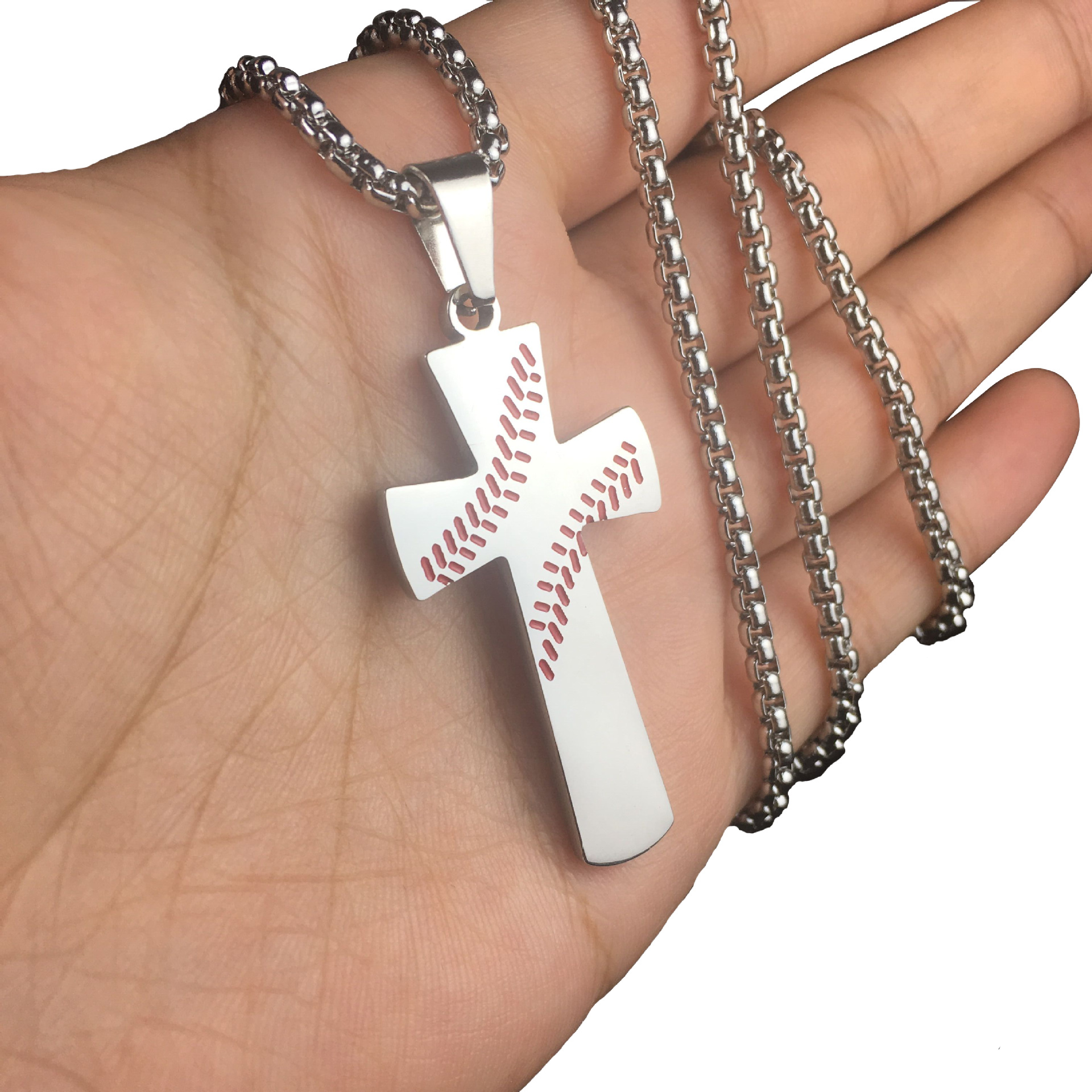 Baseball Cross Pendant Necklace Titanium Steel Scriptures Stainless Steel Religious Ornament Custom Jewelry