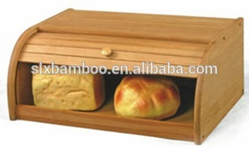 high uqality 100% natural bamboo bread box wholesale