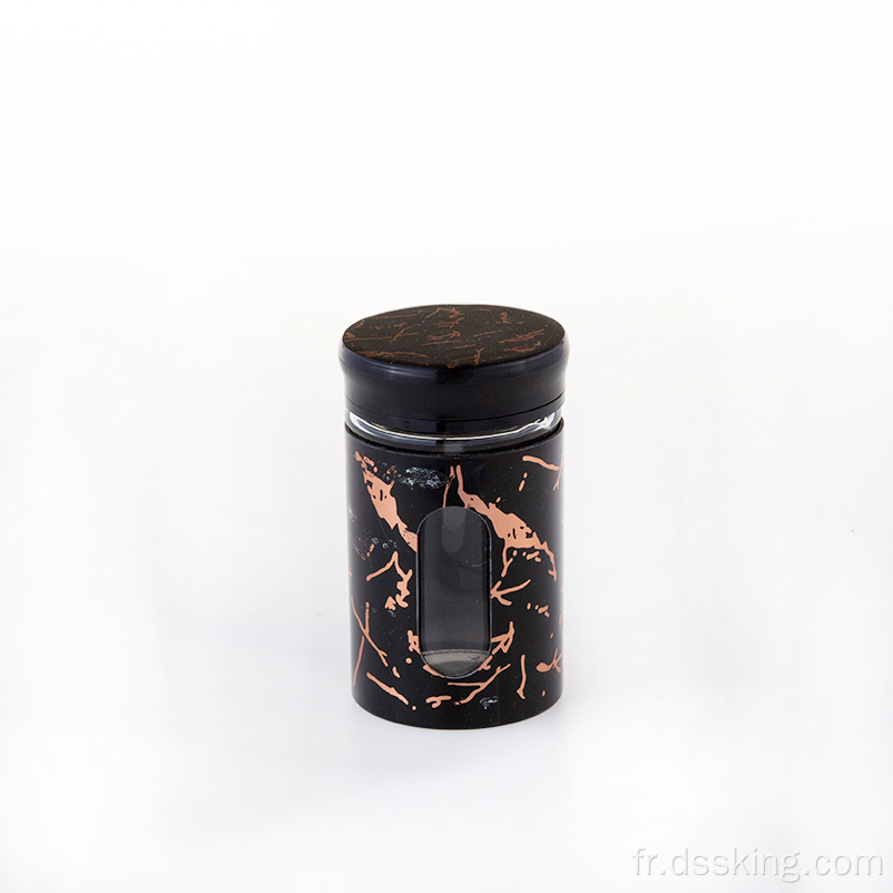 Bouteille en verre en plastique lidan noir pour la bouteille d&#39;assaisonnement en pot d&#39;épices de cuisine