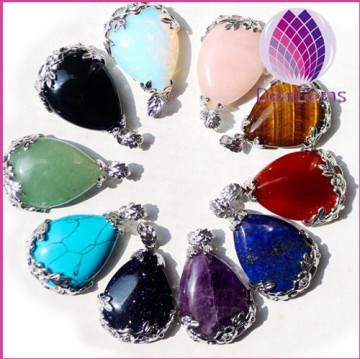 2015 fashion 35x27mm natrual tear drop quartz pendant for necklace