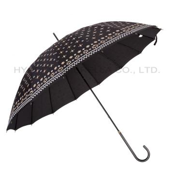 Parapluie droit pour femme, imprimé, 16 côtes