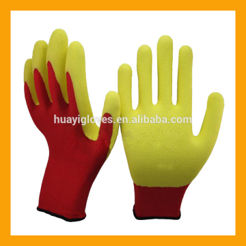 Red Polyester Latex Palm Labor Gloves Yellow Foam Latex Protective Gloves