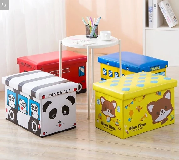 Cartoon Style Space Saving Stool Pouf Ottomans Ottoman Storage Box