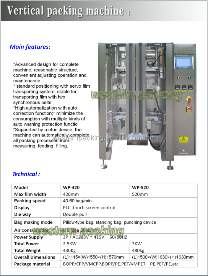 Detergent powder filling packing machine