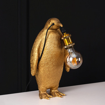 European Style Decorative Penguin Statue Table Lamp in Gold or Silver - Made of Polyresin